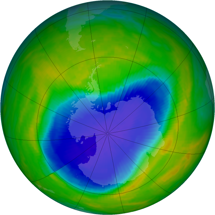 Antarctic ozone map for 28 October 1990